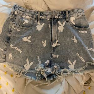 Playboy distressed denim shorts